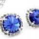 Blue Earrings Sparkly Stud Earrings Swarovski Crystal Rivoli Sapphire Earrings Something Blue Bridesmaid Gift Royal Blue Wedding Jewelry