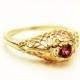 Filigree Pink Spinel Engagement Ring 14K Yellow Gold, Size 4 (V263)