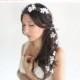 SALE Back Cascade Wedding Flower Crown, White whimsical fairy wedding, bridal accessories, wedding hair - June -