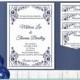 DiY Printable Pocket Wedding Invitation Template SET- Instant Download -EDITABLE TEXT-  Vintage Blue Navy - Microsoft® Word Format H11n