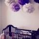5 Nursery Pompoms / Hanging Tissue paper Flower balls / Room Decor / Wall Decor /  Party poms / Baby Mobile  / Decorations / FREE SHIPPING 