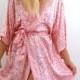 Silk Robe - Bridal Kimono Robe, Pale Pink Full Length Silk Robe, Bridesmaids Gifts, Obi Style Sash