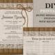DIY Printable Rustic Bridal Shower Invitation With Recipe Card, Burlap And Lace Bridal Shower Recipe Cards