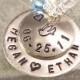 Hand Stamped Necklace - Something Blue Bridal and Bouquet Charm - Layered Discs with Dove - Date of Wedding - Anniversay -  Bride and Groom