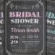 Chalkboard Bridal Shower Invitation. Wedding Shower. Pink, Purple, Blue. Black and White typography. Rustic. Printable Digital DIY.