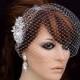 Comb and Birdcage Veil , Bridal Comb ,  Bird Cage Veil , Bachelorette Blusher , Wedding Comb , Bridal Hair Accessory , Crystal Veil
