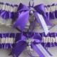 Firefighter Wedding Garters Maltese Cross Charm Ivory Purple Garters