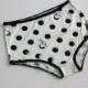 White Polkadot print panties  / handmade bunny print high waist underwear / retro lingerie