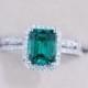 Discount 2.33ct Emerald Ring with Diamond Matching Band Wedding Ring Set 14K White Gold Emerald Engagement Ring