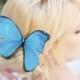 Hand Cut silk butterfly hair clip - Large Blue Morpho A fabulous Statement fascinator for weddings