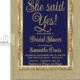 Navy Blue and Gold Bridal Shower Invitation, Engagement Party, Burlap Gold Glitter Frame, She Said Yes, - Printable Digital Diy or Printed