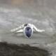 Blue Sapphire Ring - Sterling Silver Wave Ring - Rose Cut Sapphire Rings - September Birthstone - Modern Engagement Rings - Blue Gemstone