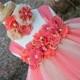 5%OFF champagne and coral tutu dress, beige and coral tutu dress, coral flower girl dress, coral tutu dress