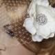 Vintage inspired Birdcage Veil Bandeau style Bridal Detachable Fascinator Blusher hair flower Wedding Reception