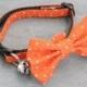 Cat Collar with Bow Tie - Mini Fall Orange Polka Dot