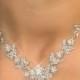 Wedding necklace set, Bridal jewelry set, Crystal necklace and earrings, Bridal necklace,Rhinestone flower and leaf necklace and earrings