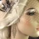Bridal Feather Fascinator with Brooch, Bridal Fascinator, Wedding Hair Accessories, Fascinator, Hair Clip, Bridal Veil, Birdcage Veil, Ivory