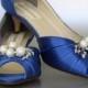 Wedding Shoes -- Simple Peep Toe Wedding Shoes with Pearl and Rhinestone Adornment -- Choose Your Own Color!