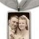 Wedding Bouquet Photo Charm Bridal Bouquet Memory Charm WITH ENGRAVING -Silver Pewter - Rectangle 1" 1/4" x 3/4"