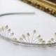 pearl wedding tiara freshwater ivory rice pearl silver tiara alice band headband, fan band design, for bride