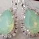 Mint opal earrings, Swarovski crystal teardrop earrings, Drop earrings Bridal earrings Bridesmaids gift wedding jewelry mint Dangle earring