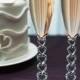 Silver Plated Stacked Hearts Wedding Champagne Flutes