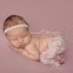 Amaris - Ivory Lace Pearls Halo Headband - CHOOSE CREAM or WHITE - Baby Infant Newborn Girls Adults - Photo Prop - Wedding Baptism