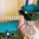 Peacock wedding Teal ring pillow and flower girl basket, peacock feather wedding accessories