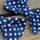 Navy Blue and White Polka Dot Bow tie - clip on, pre-tied with strap or self tying