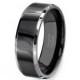 Mens Wedding Band, Black Tungsten Ring - HIGH QUALITY  Mens Tungsten Carbide Flat Top, Two Toned
