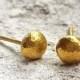 22K Gold Dotted Stud Earrings - Dainty Tiny Earrings - Handmade Earrings - Minimalist Jewelry - Wedding Earrings - Venexia Jewelry