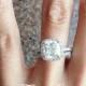 3 Ct Cushion Cut Halo Engagement / Promise Ring in 925 Silver man made diamond pave band, lab made diamond ( FairyParadise)