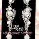 White Pearl bridal earrings, vintage style wedding earrings with crystal and rhinestone, pearl drop earrings, bridal jewelry accessory 1276