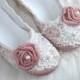 Wedding Shoes - Rose Bridal Ballet Flat, Vintage Lace, Swarovski Crystals, Pearls, Custom Made Women's Bridal ShoesFrom pink2blue