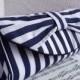 Wide blue and white striped nautical clutch bag. Bow clutch purse. Navy blue clutch, nautical wedding, Made to order