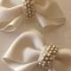Vintage 70s Shoe Clips Grosgrain Ribbon Ivory Bow Wedding Bridal