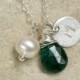 Monogram necklace, emerald necklace, personalized birthstone necklace, May birthstone jewellery - Ella