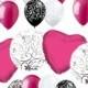 Hearts & Swirls Balloon Bouquet Wedding Baby Shower Bridal 20 Piece Magenta Wildberry Hot Pink