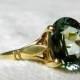Green Garnet Engagement Ring, 1.5 Ct Grossular Green Garnet Ring Crown Setting 18K 750 Gold, Fully Hallmarked for Birmingham Assay Office