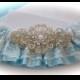 Regal Jeweled Wedding Garter in Beaded Alencon and Satin Underskirt