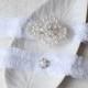 Wedding Garter Bridal Garter Set White Lace Garter Belt Rhinestone Crystal Garter Belt Beach Wedding GR089LX