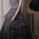 LJ211 Luxury sparkles stars black evening celebrity prom gown