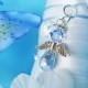 Something Blue Wedding Bouquet Charm Swarovski Crystal and Pearl Angel Bridal Gift