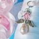 Pink Wedding Angel Bouquet Charm Swarovski Pink Crystal and Pearl Bridal Bouquet