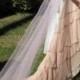 Wedding Veil - Blush Cathedral Classic Cut Raw Edge Cut One Tier Bridal Veil
