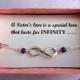 Sister gift, Infinity bracelet, Silver infinity amethyst bracelet, Silver bracelet, Infinity jewelry, Bridesmaids gifts