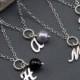 Bridesmaid Gifts Set of 4 Initial Necklaces - Bridesmaid Jewelry - Personalized Gift - Swarovski Pearls Sterling Silver - Bridal Shower Gift