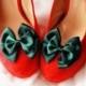 Forest Green Shoe Clips - Bows Clips Bridal Wedding Shoes Clips Engagement Party Bride Bridesmaid - Dark Green