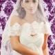 Cathedral Drop Veil Lace Wedding Veil, Scalloped Lace Bridal Veil, Tulle Veil, Ivory Veil Long Veil, Traditional Veil, Church Wedding #1100