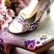 Wedding shoes calla lilies antique roses rhinestones